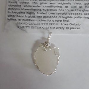 hand wrapped white beach pendant